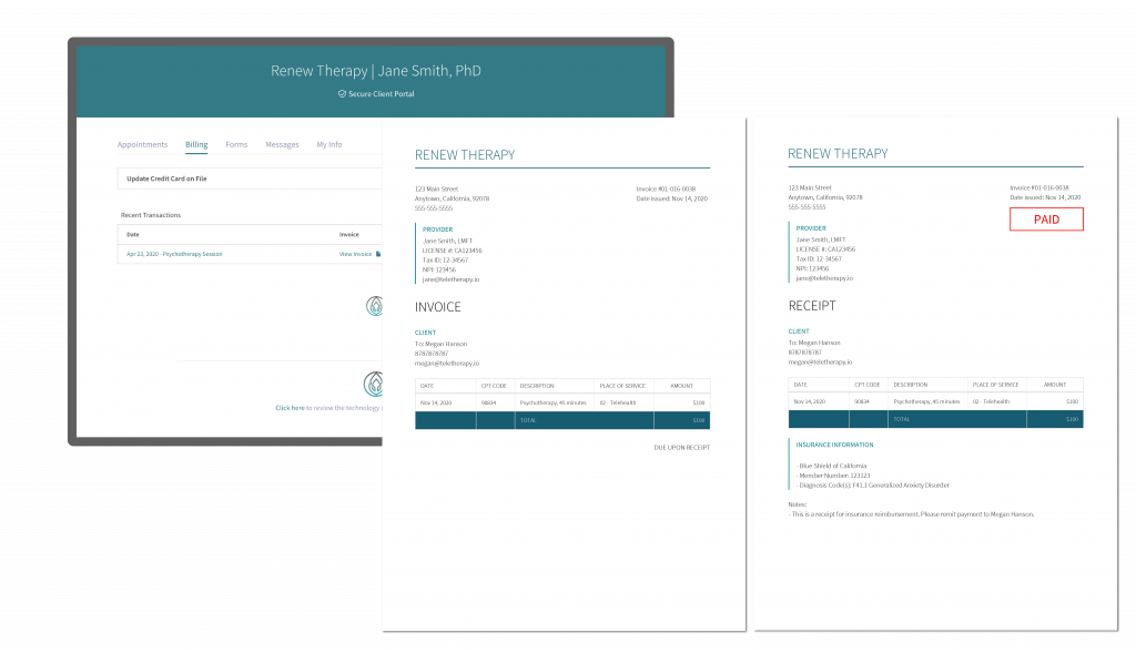 How to access invoices and superbills for clients. 